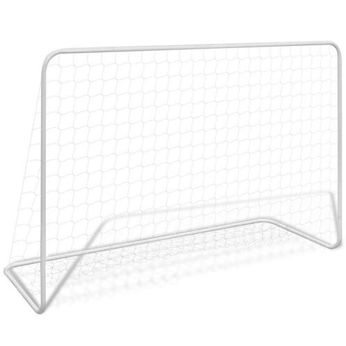 vidaXL Voetbaldoel met net 182x61x122 cm staal wit, Sport en Fitness, Voetbal, Nieuw, Verzenden