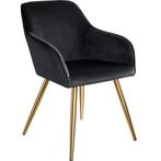 tectake Eetkamerstoel Marilyn fluweellook, gouden poten - zw, Huis en Inrichting, Verzenden, Nieuw