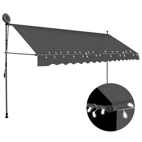 vidaXL Auvent manuel rétractable avec LED 350 cm, Jardin & Terrasse, Parasols, Neuf, Envoi