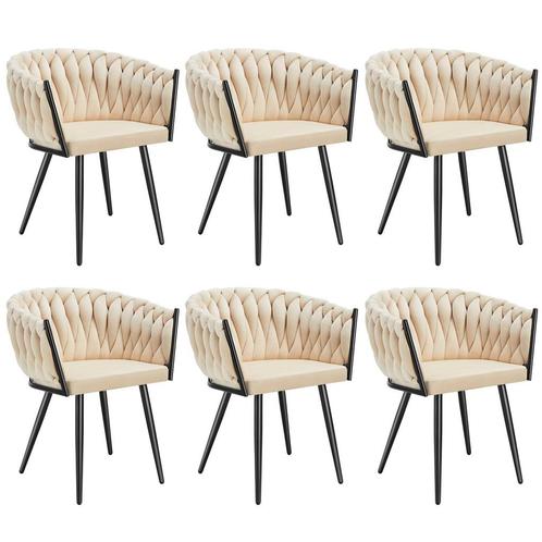 tectake Set eetkamerstoelen Astano fluweel, knoopdesign - za, Huis en Inrichting, Stoelen, Verzenden