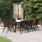 vidaXL 9-delige Tuinset bruin en zwart, Tuin en Terras, Verzenden, Nieuw, Tuinset