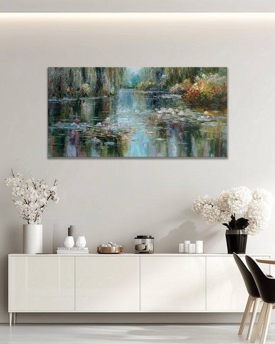 StefanoArt - Waterlily Mirror, Antiquités & Art, Art | Peinture | Moderne