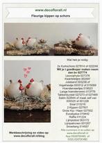 Fleurige kippen op schors, makkelijk paasstuk stel zelf je