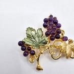 Plaqué or, Améthyste naturelle et émail - Broche - Art déco