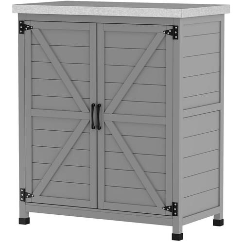 Tuinkast - Weerbestendig - Dubbele deuren - Grijs, Tuin en Terras, Bergingen en Tuinkasten, Nieuw, Ophalen of Verzenden