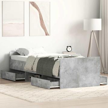 vidaXL Bedframe met hoofd- en voeteneinde betongrijs 90x200, Huis en Inrichting, Verzenden, Nieuw