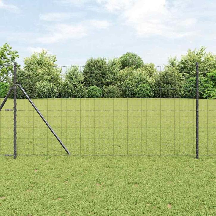vidaXL Euro Hek Grijs 1.4 x 10 m PVC-gelaagd ijzer, Tuin en Terras, Tuinhekken en Hekwerk, Nieuw, Verzenden