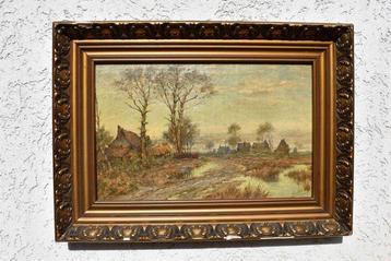 Belgische school (XX) - Herbstliche Dorflandschaft beschikbaar voor biedingen