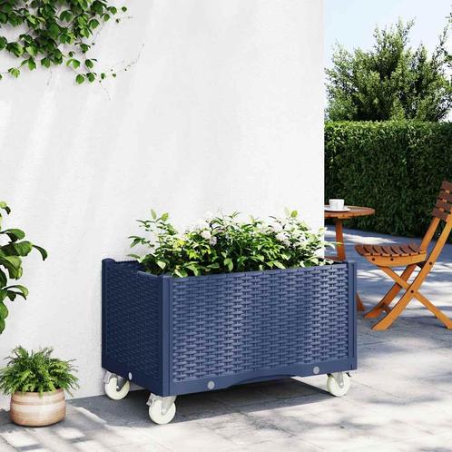 vidaXL Plantenbak met wielen 80x50x54 cm polypropeen, Tuin en Terras, Bloempotten, Nieuw, Verzenden