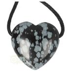 Sneeuwvlok Obsidiaan doorboorde hart hanger ± 3 cm Nr 18, Nieuw, Verzenden