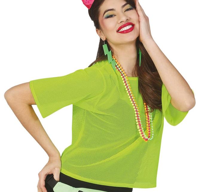 Visnet T/shirt Neon Groen Kort L, Kleding | Dames, Carnavalskleding en Feestkleding, Nieuw, Verzenden