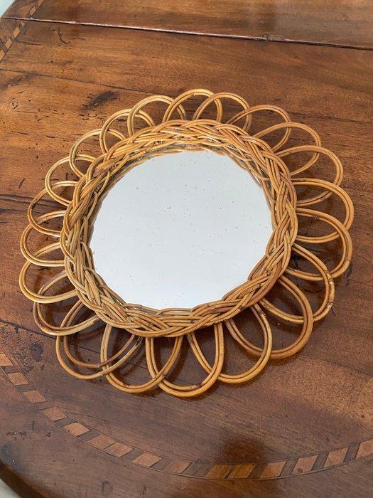 Wandspiegel - Rattan - Ronde spiegel met gevlochten rattan, Antiek en Kunst, Kunst | Designobjecten