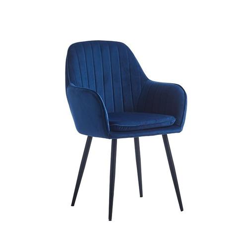 Eetkamerstoel Demi Fluweel Velvet Met Armleuning Blauw, Huis en Inrichting, Stoelen, Blauw, Eén, Nieuw, Stof, Ophalen of Verzenden