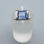 Zilver, Art Deco Tank ring, Blauwe Spinel (Getest!) - Ring