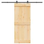 vidaXL Schuifdeur met beslag 85x210 cm massief grenenhout, Doe-het-zelf en Bouw, Deuren en Vliegenramen, Verzenden, Nieuw