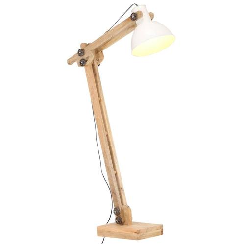 vidaXL Vloerlamp E27 massief mangohout wit, Huis en Inrichting, Lampen | Overige, Nieuw, Verzenden