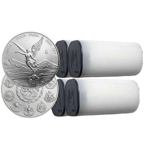 Mexico. 100 x 1 oz 2024 Silver Libertad Coin BU In Tubes, Postzegels en Munten, Edelmetalen en Baren