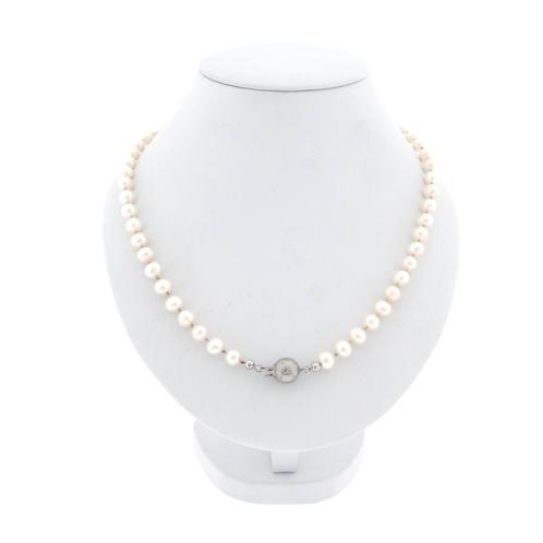 Parel collier met witgouden slot | 52 cm (vintage, sierslot), Handtassen en Accessoires, Kettingen, Overige kleuren, Gebruikt