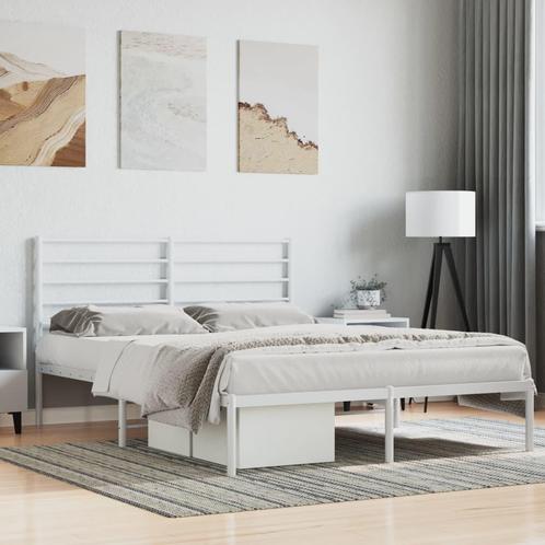 vidaXL Bedframe met hoofdbord metaal wit 140x200 cm, Huis en Inrichting, Slaapkamer | Bedden, Nieuw, Verzenden
