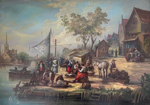 Théobald Michau (1676-1765), Manner of - A village scene, Antiek en Kunst, Kunst | Schilderijen | Klassiek