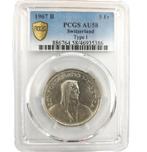 Zwitserland. Silver 5 Francs Coin Type I - PCGS Certified, Postzegels en Munten