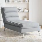 vidaXL Chaise longue met kussens stof lichtgrijs, Verzenden, Nieuw