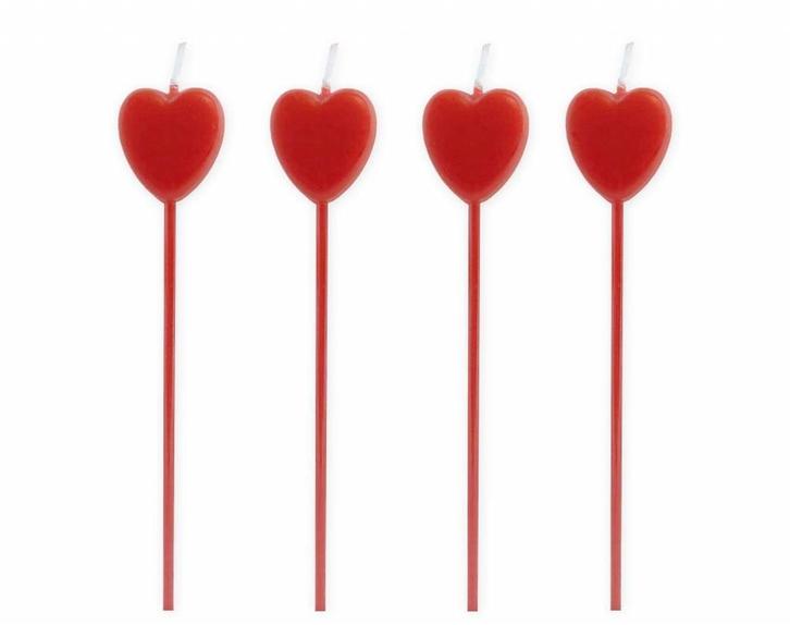 Hartjes Kaarsen 4st, Hobby en Vrije tijd, Feestartikelen, Nieuw, Verzenden