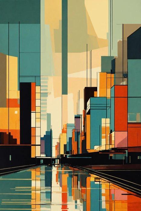 RINGER - Minimalist City #3 Toile  (XXL), Antiek en Kunst, Kunst | Schilderijen | Modern