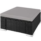 tectake Wicker hocker - zwart / grijs, Tuin en Terras, Verzenden, Nieuw
