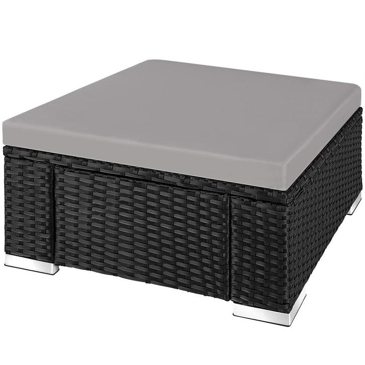 tectake Wicker hocker - zwart / grijs, Tuin en Terras, Tuinsets en Loungesets, Verzenden