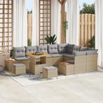 vidaXL 12-delige tuinset met kussens in beige poly riet en, Verzenden, Nieuw, Tuinset