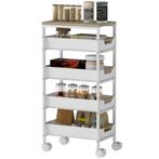 TRUUSK Keukenwagen Houtlook - Rolbaar - Metalen Frame - 4 La, Verzenden, Nieuw