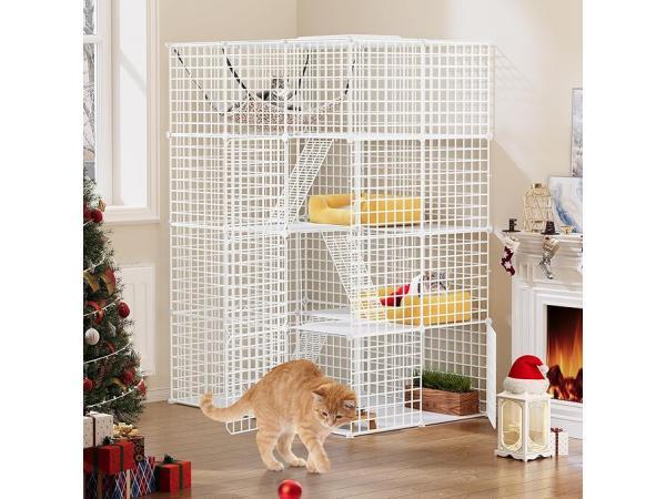 Veiling - Grote dierenkooi metaal 4 niveaus (Metaal WIT), Dieren en Toebehoren, Kattenmanden