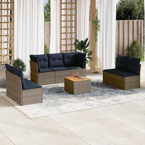 vidaXL 8-delige Loungeset met kussens poly rattan grijs, Tuin en Terras, Tuinsets en Loungesets, Loungeset, Nieuw, Verzenden