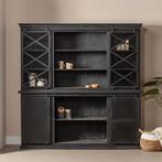 Buffetkast Mangohout Milan 200 X Zwart, Huis en Inrichting, Kasten | Buffetkasten, Nieuw, 200 cm of meer, Industriële meubels