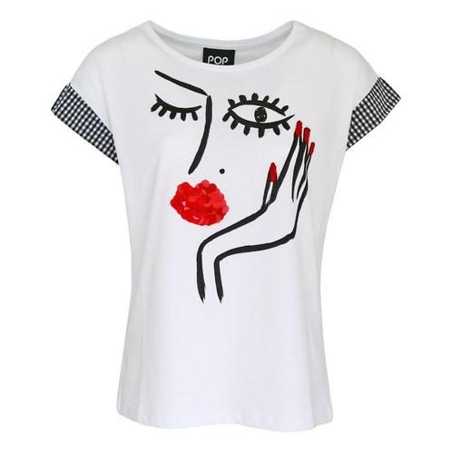 Verysimple • wit t-shirt met knipogende dame • 38 (IT44), Kleding | Dames, Blouses en Tunieken, Wit, Nieuw, Maat 38/40 (M), Verzenden