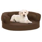 vidaXL Hondenbed ergonomisch linnen-look 60x42 cm bruin, Dieren en Toebehoren, Honden-accessoires, Verzenden, Nieuw