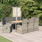vidaXL 9-delige Tuinset met kussens poly rattan grijs, Tuin en Terras, Tuinsets en Loungesets, Verzenden, Nieuw, Tuinset