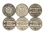 Tunesië (Frans protectoraat). 20 Francs 1934/1939 (lot de 6