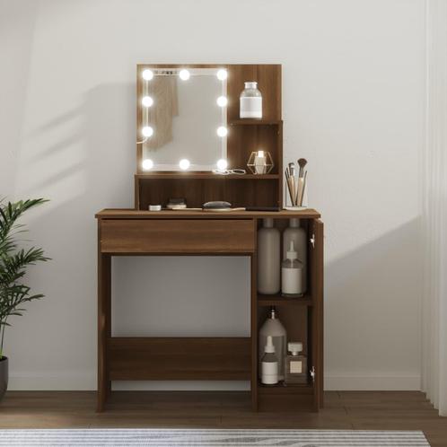 vidaXL Coiffeuse avec LED Chêne marron 86,5x35x136 cm, Maison & Meubles, Tables | Coiffeuses, Neuf, Envoi