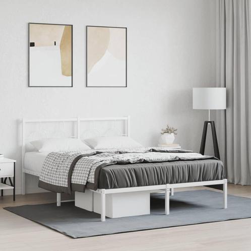 vidaXL Bedframe met hoofdbord metaal wit 140x200 cm, Huis en Inrichting, Slaapkamer | Bedden, Nieuw, Verzenden