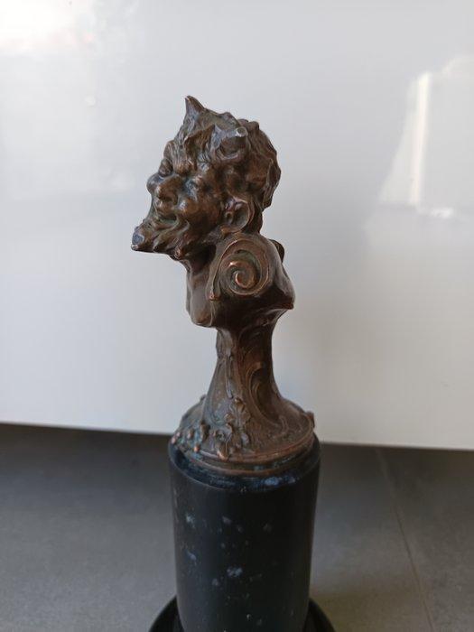 sculptuur, Sátiro - 27 cm - Brons, Hout, Antiek en Kunst, Antiek | Keramiek en Aardewerk
