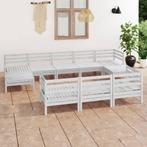 vidaXL 3083385  10-delige Tuin Lounge Set Wit Stevig Hout, Tuin en Terras, Verzenden, Nieuw