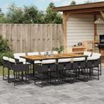 vidaXL 13-delige Tuinset met kussens poly rattan zwart, Verzenden, Nieuw, Tuinset