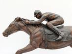 sculptuur, Racing horse w Jockey - 54 cm - Brons, Marmer