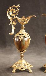 Paar antieke siervazen - Vaas - Verguld, Agaat, Antiek en Kunst