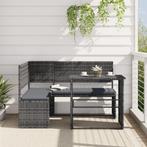 vidaXL Tuinbank met tafel en kussens L-vormig poly rattan, Jardin & Terrasse, Verzenden