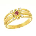 Bague - 18 carats Or jaune Rubis - Diamant, Handtassen en Accessoires, Ringen, Nieuw