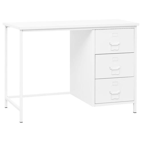 vidaXL Bureau industrieel met lades 105x52x75 cm staal wit, Maison & Meubles, Bureaux, Envoi