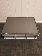 80x60x22 Kunststof bak met deksel grijs PP vlakke, Ophalen of Verzenden, Nieuw